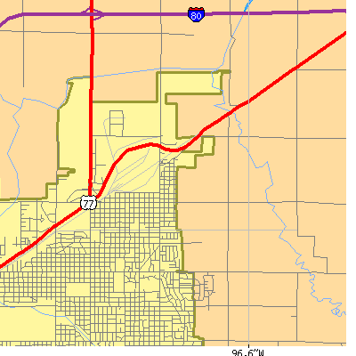 Zip code 68507 close-up map
