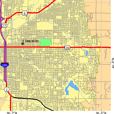 Zip code 68510 close-up map