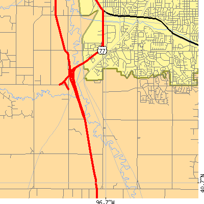 Zip code 68512 close-up map