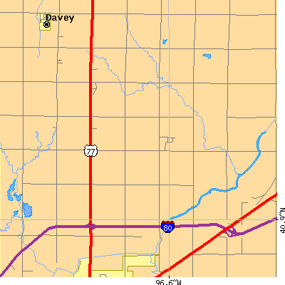 Zip code 68517 close-up map
