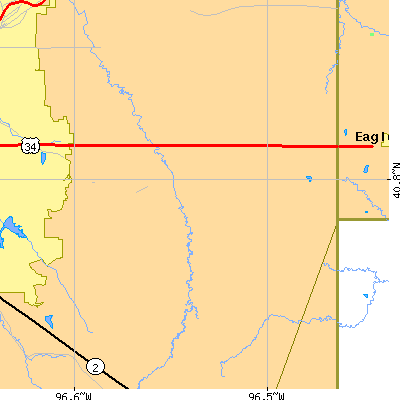 Zip code 68520 close-up map
