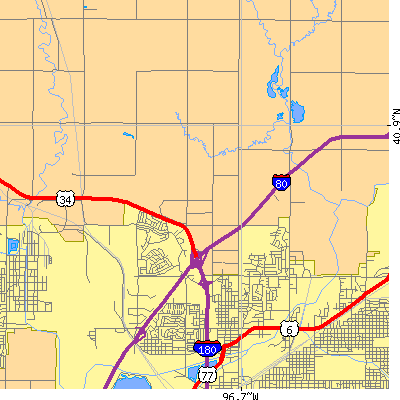 Zip code 68521 close-up map