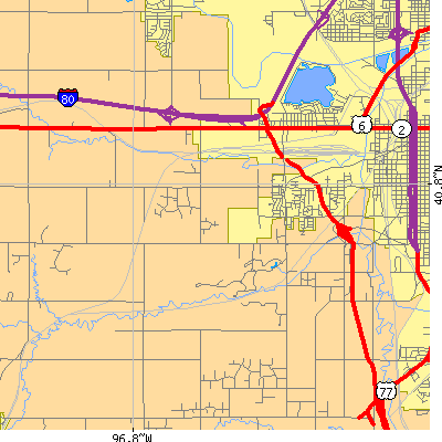Zip code 68522 close-up map