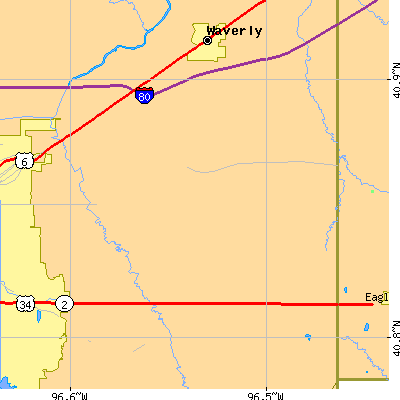 Zip code 68527 close-up map