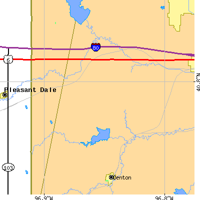 Zip code 68532 close-up map