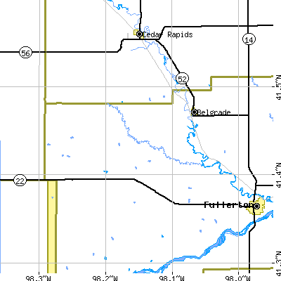Zip code 68623 close-up map