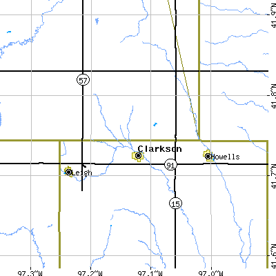 Zip code 68629 close-up map