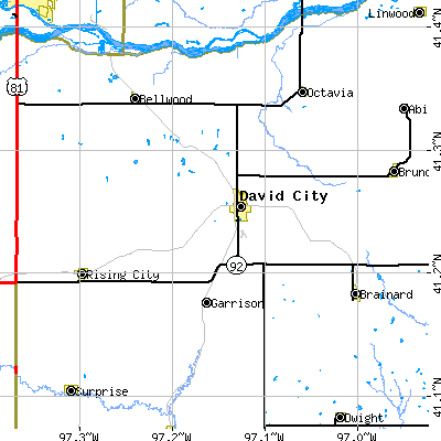 Zip code 68632 close-up map