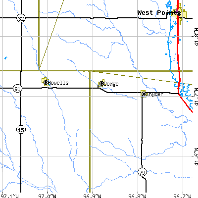 Zip code 68633 close-up map