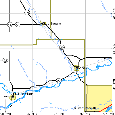 Zip code 68640 close-up map