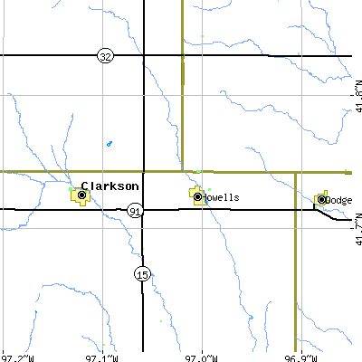 Zip code 68641 close-up map