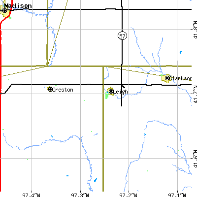Zip code 68643 close-up map