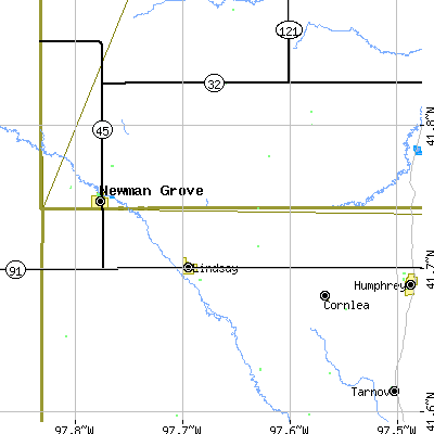 Zip code 68644 close-up map