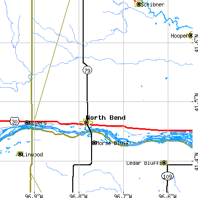 Zip code 68649 close-up map