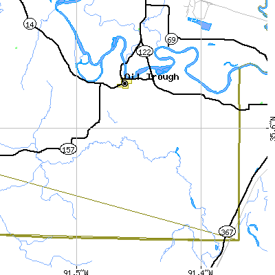 Zip code 72564 close-up map