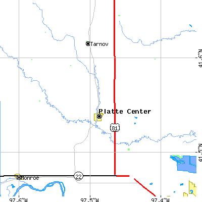 Zip code 68653 close-up map