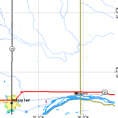 Zip code 68659 close-up map