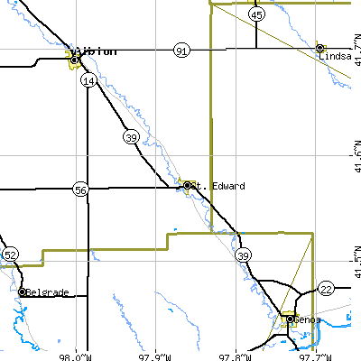 Zip code 68660 close-up map