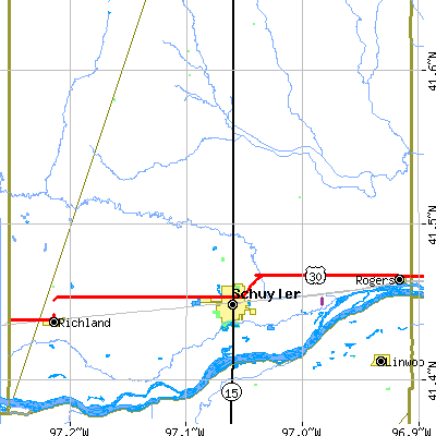 Zip code 68661 close-up map