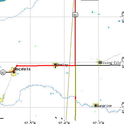Zip code 68662 close-up map