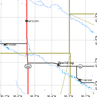Zip code 68665 close-up map