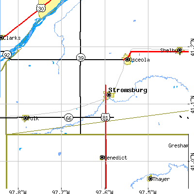 Zip code 68666 close-up map