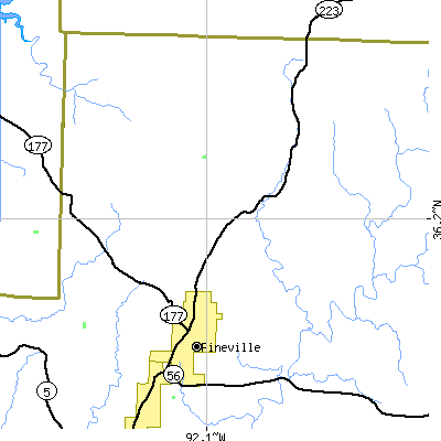 Zip code 72566 close-up map