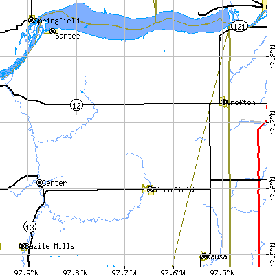 Zip code 68718 close-up map