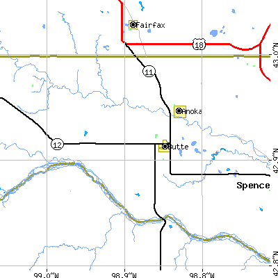 Zip code 68722 close-up map