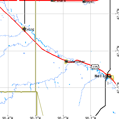Zip code 68726 close-up map