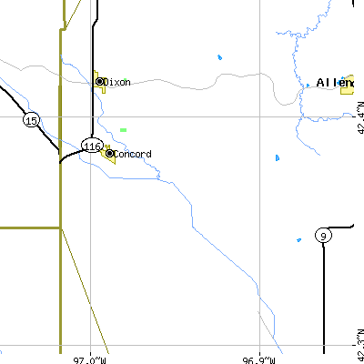 Zip code 68728 close-up map