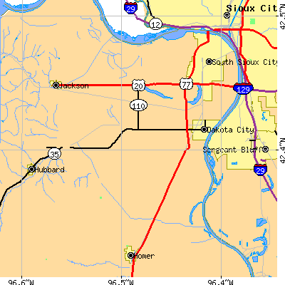 Zip code 68731 close-up map