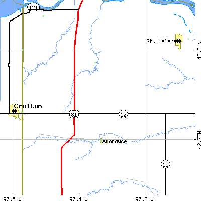 Zip code 68736 close-up map