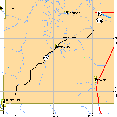 Zip code 68741 close-up map