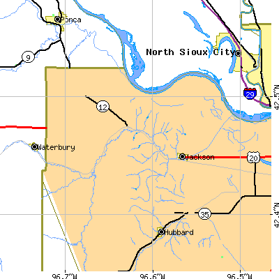 Zip code 68743 close-up map