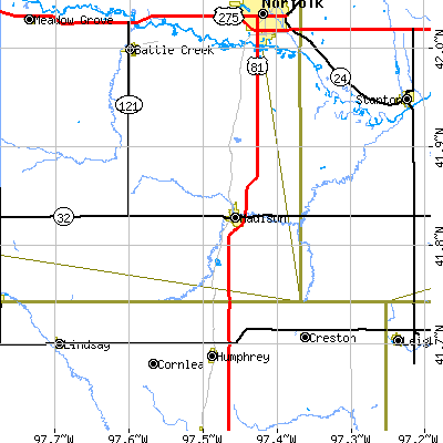 Zip code 68748 close-up map