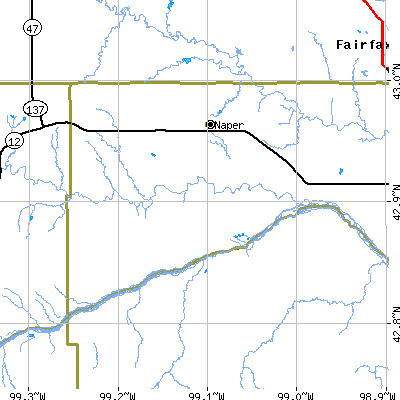 Zip code 68755 close-up map