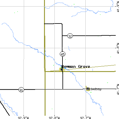 Zip code 68758 close-up map