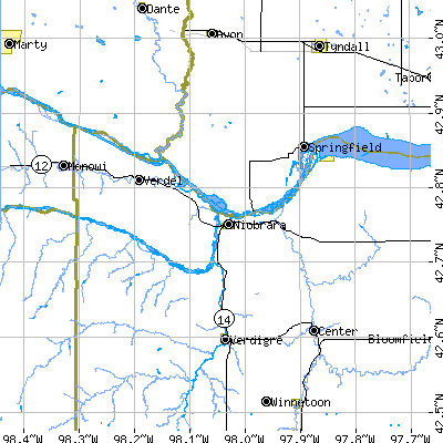 Zip code 68760 close-up map