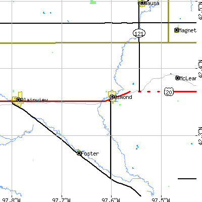 Zip code 68765 close-up map