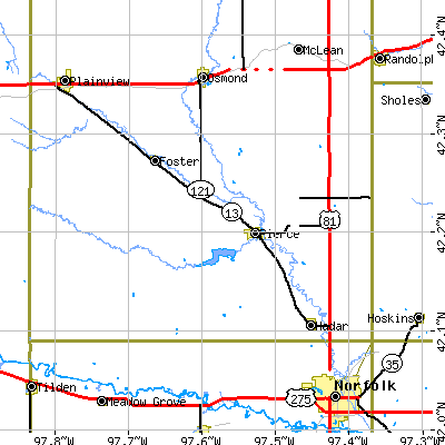 Zip code 68767 close-up map