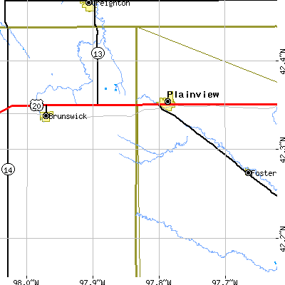 Zip code 68769 close-up map