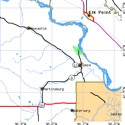 Zip code 68770 close-up map