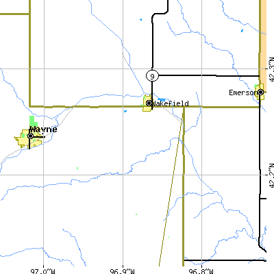 Zip code 68784 close-up map