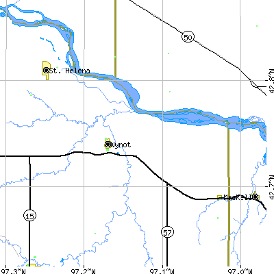 Zip code 68792 close-up map