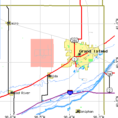 Zip code 68803 close-up map