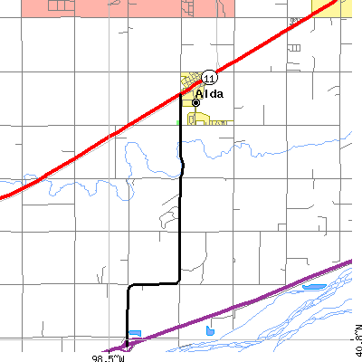 Zip code 68810 close-up map