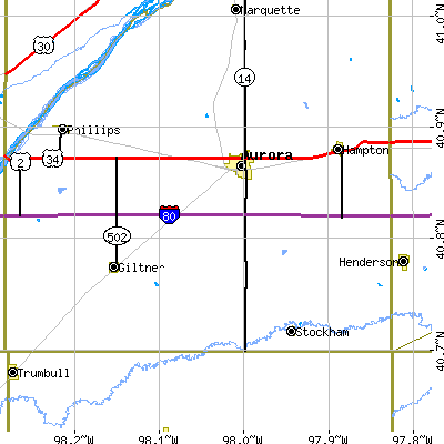 Zip code 68818 close-up map