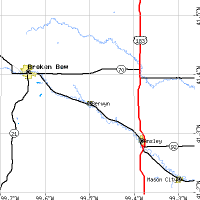 Zip code 68819 close-up map