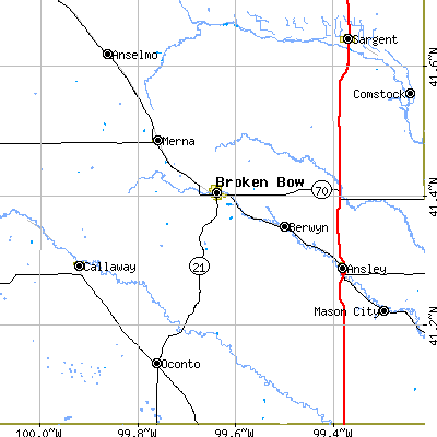 Zip code 68822 close-up map